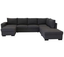 Canapé Dangle U Convertible Réversible Avec Coffre Sonia Tissu Gris Foncé