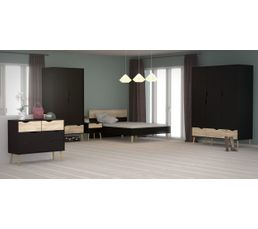 Lit 160x200 Cm Oslo Noir Noir Imitation Chene Lit But