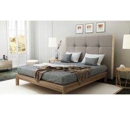 Tete De Lit Pu L 160 Cm Cloe Pu Taupe Et Imitation Bois Tete De Lit But